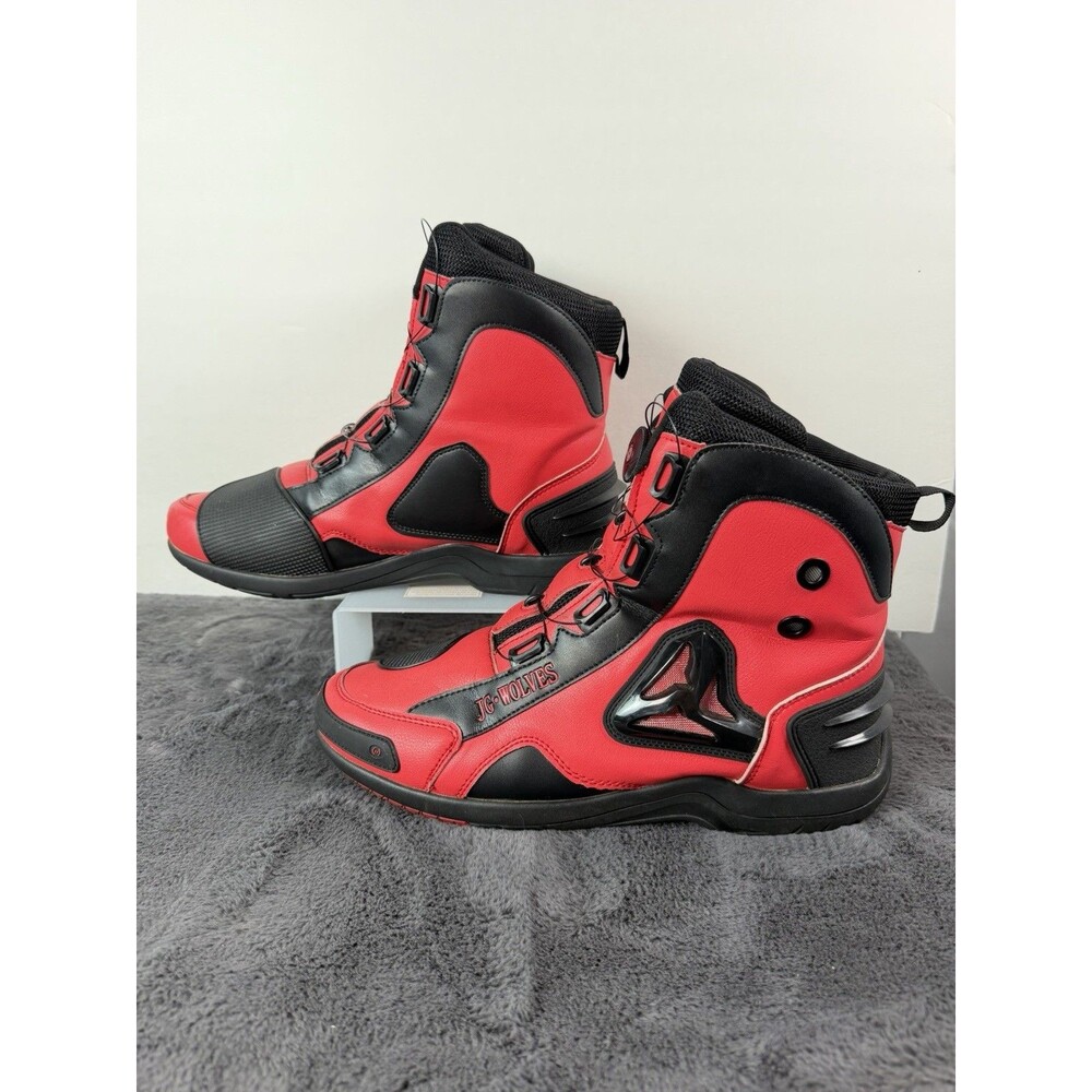 JG-Wolves Men’s Motorcycle Riding Boots US 12 EU 46 Red Black Biker Moto